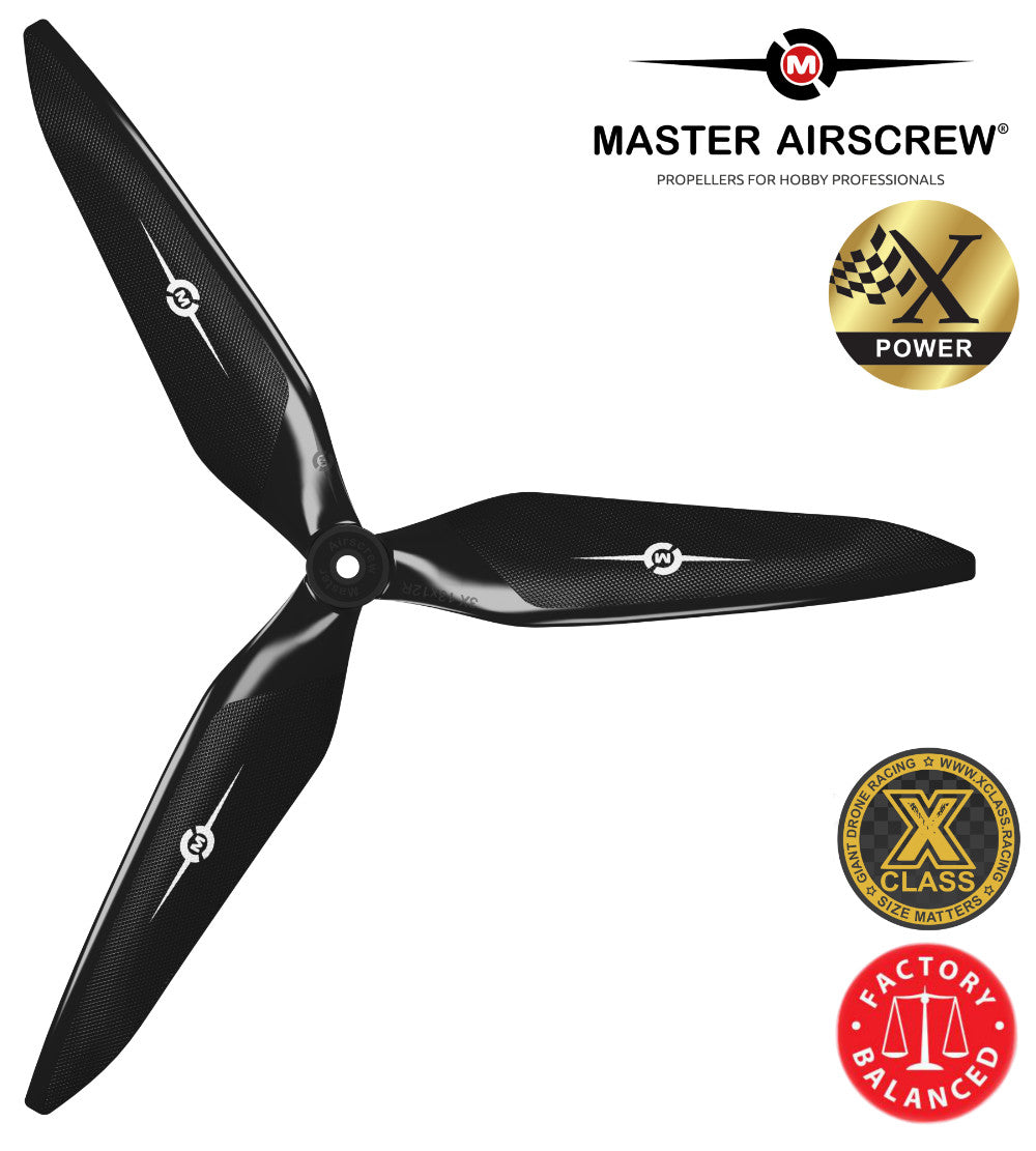 3X Power - 9x8 Propeller (CW) Rev./Pusher Black - Master Airscrew