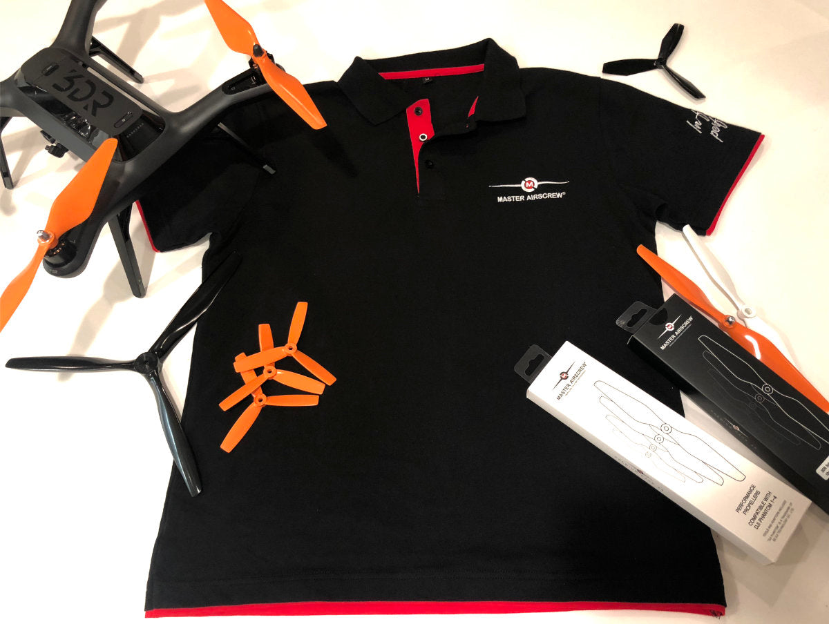 MAS POLO T-SHIRT Black/Red - Master Airscrew