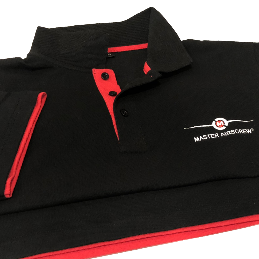 MAS POLO T-SHIRT Black/Red - Master Airscrew