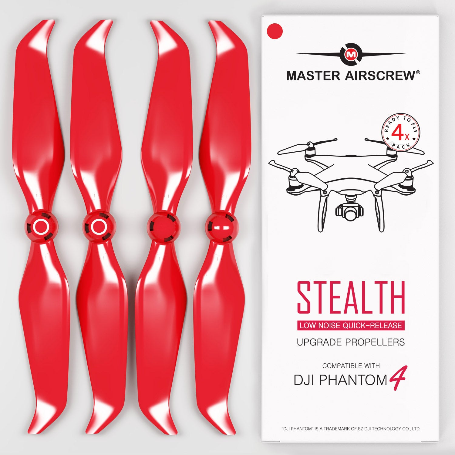 DJI Phantom 4 STEALTH Propellers - x4 Red - Master Airscrew