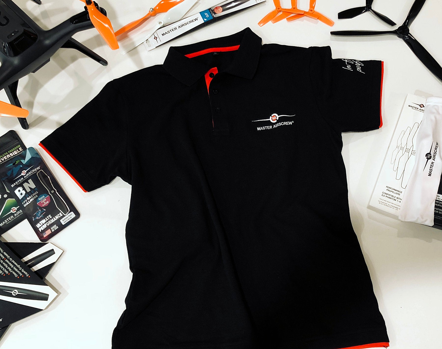MAS POLO T-SHIRT Black/Red Size M