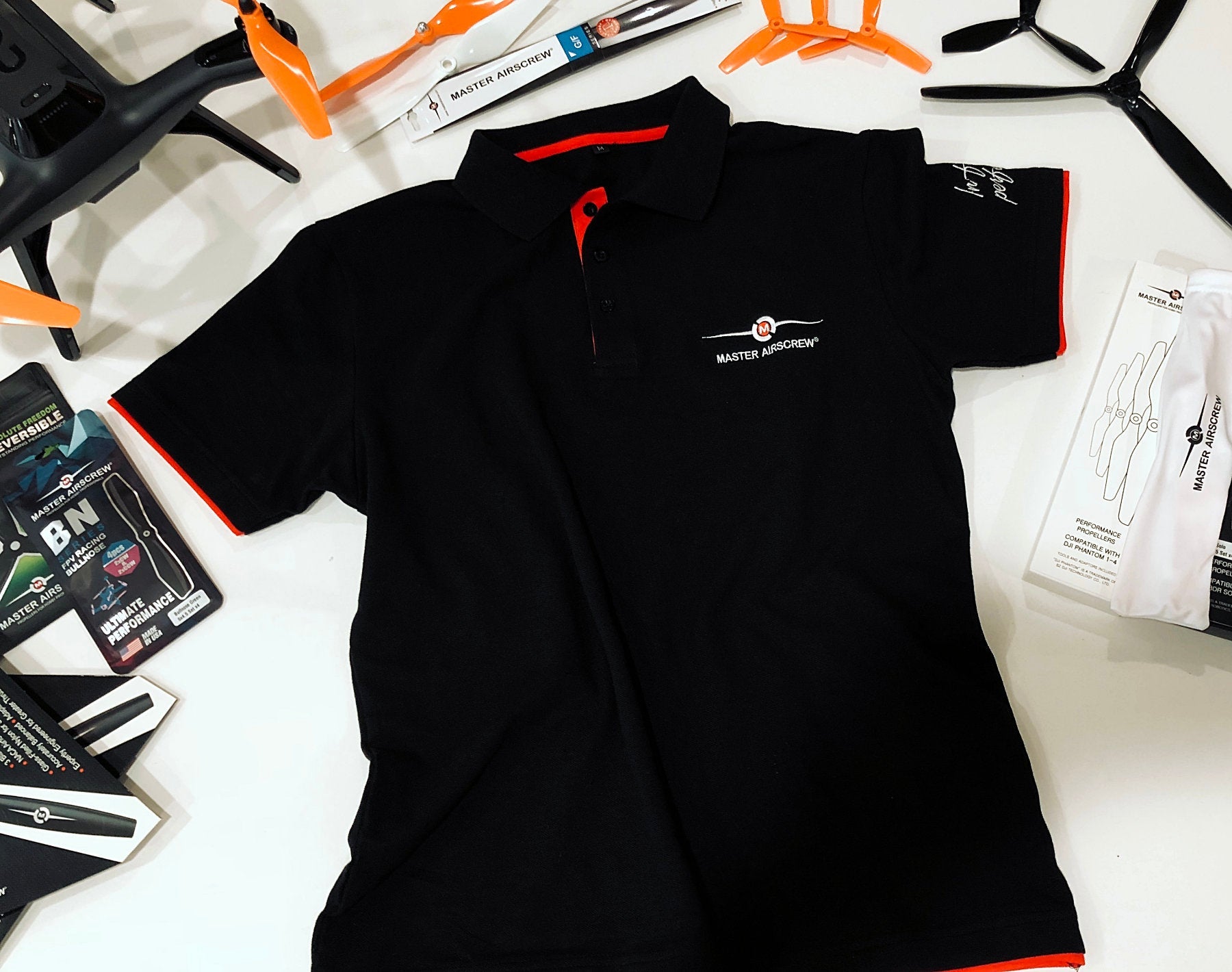 MAS POLO T-SHIRT Black/Red - Master Airscrew