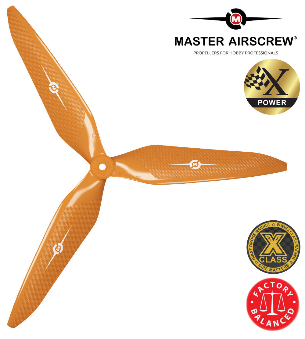3X Power - 12x11 Propeller (CW) Rev./Pusher Orange - Master Airscrew