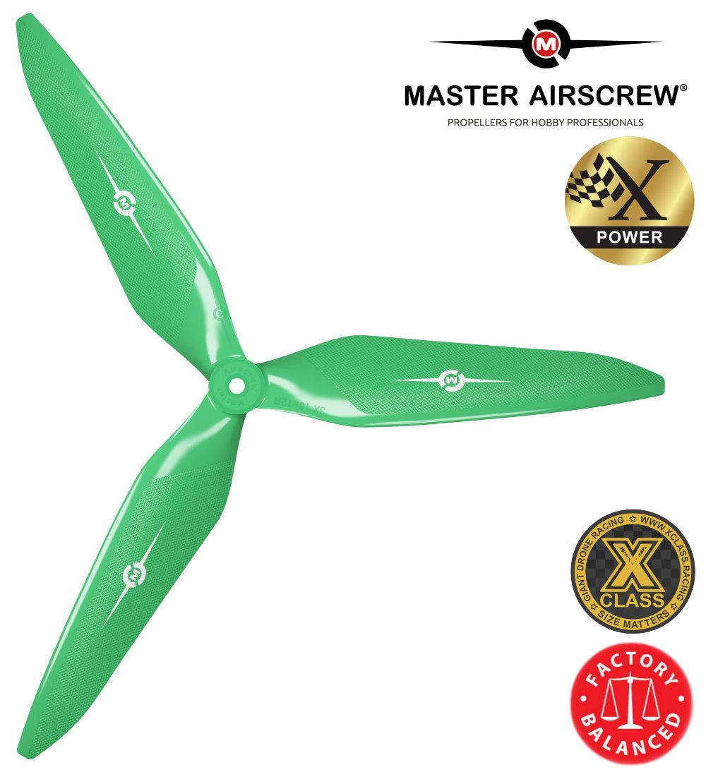 3X Power - 13x12 Propeller (CW) Rev./Pusher Green - Master Airscrew