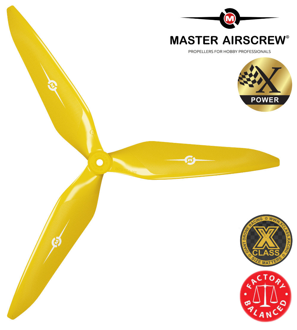 3X Power - 13x12 Propeller (CW) Rev./Pusher Yellow - Master Airscrew