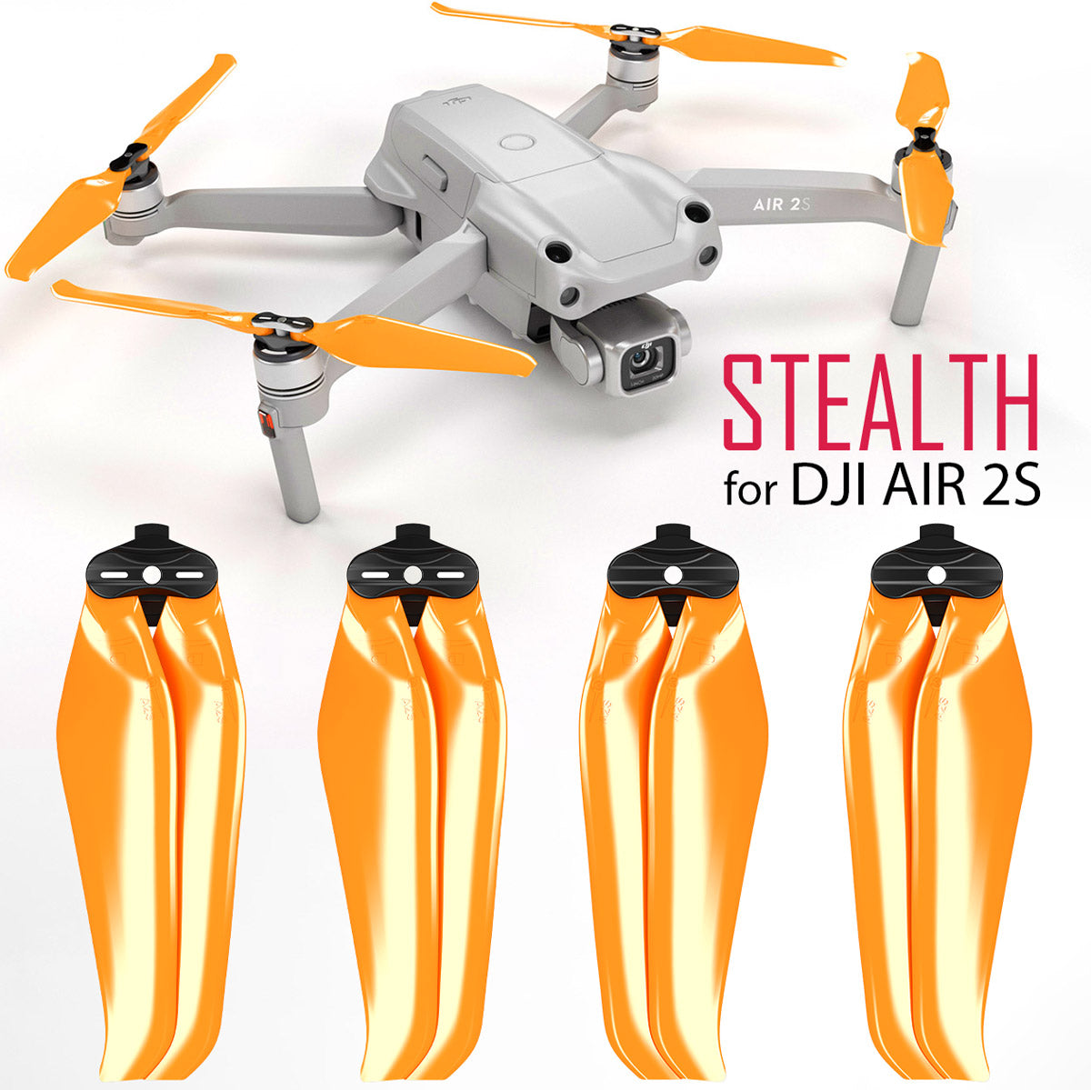 DJI Air 2S STEALTH Upgrade Propellers -x4 ORANGE -Master Airscrew