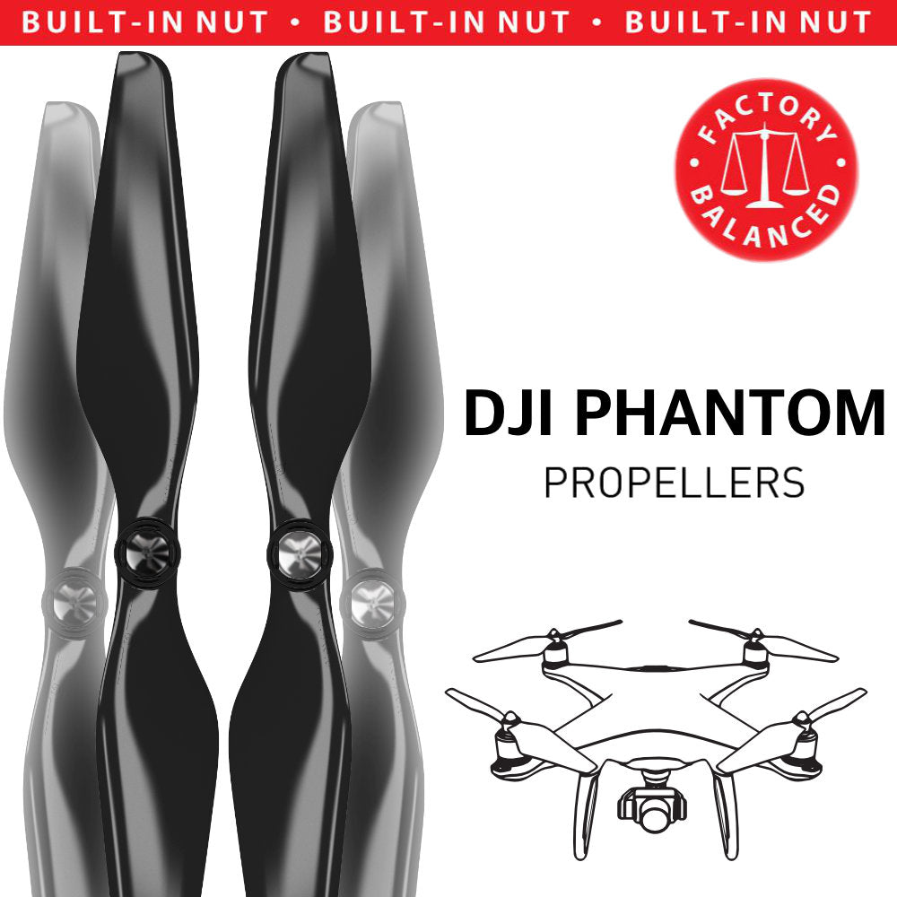 Tomhed sukker Underinddel DJI Phantom Built-In-Nut Upgrade Propellers - BLACK - Master Airscrew 9.4x5  MR Drone Series