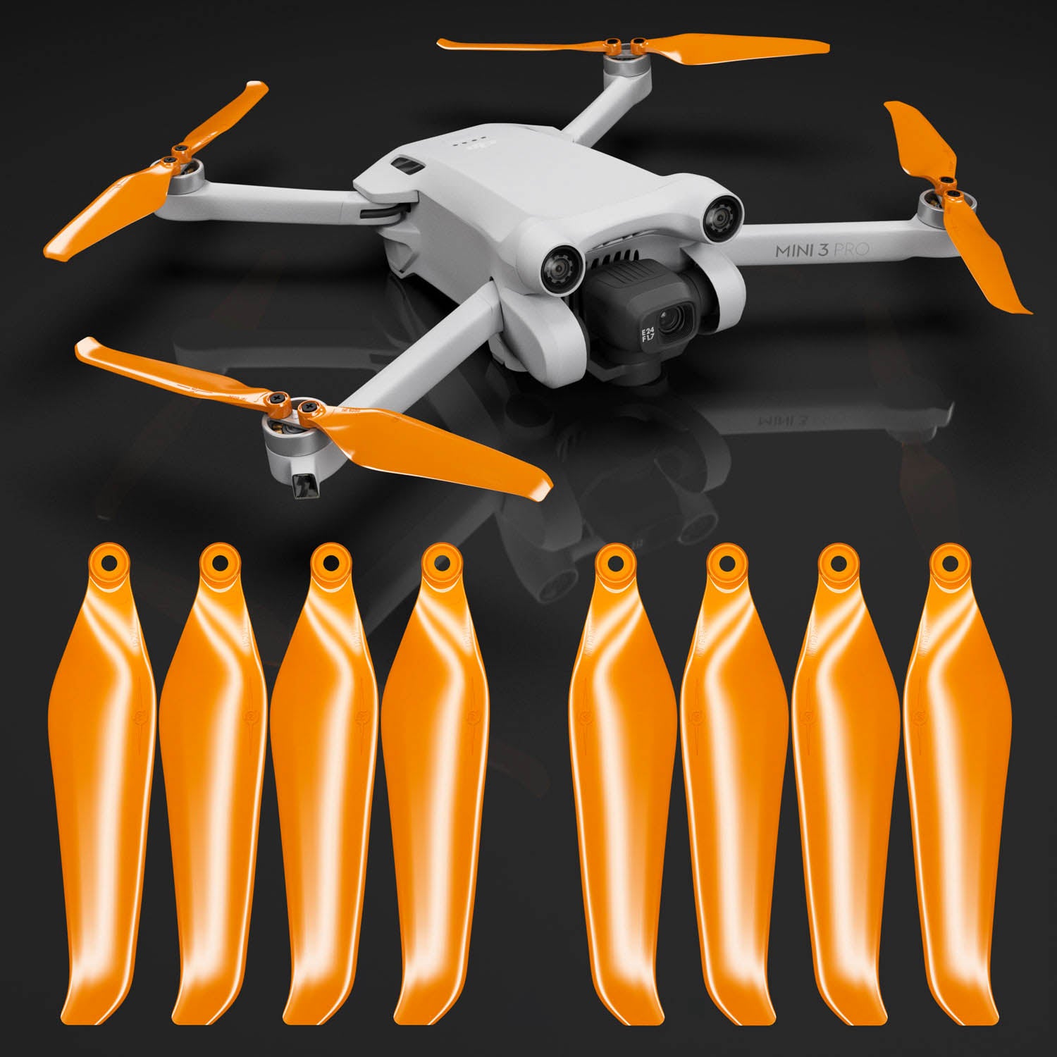 DJI Mini 3 Pro / 4 Pro STEALTH Upgrade Propellers - x4 Orange