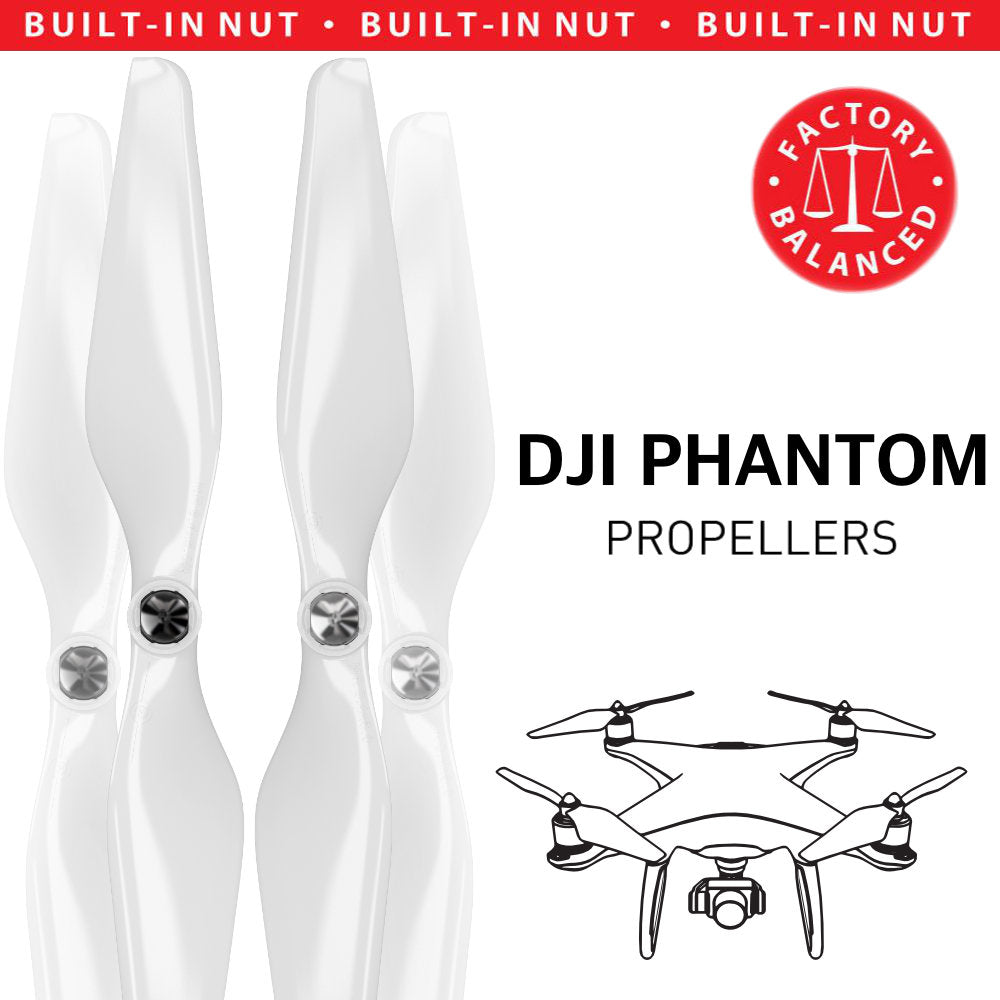 Afskedige Konvertere bestøver DJI Phantom Built-In-Nut Upgrade Propellers - WHITE - Master Airscrew 9.4x5  MR Drone Series